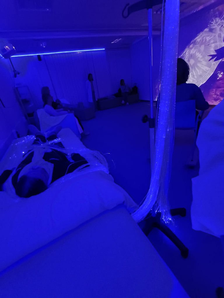 Profesionales del Centro de Día de Cabrales visitan la sala multisensorial de Credine.